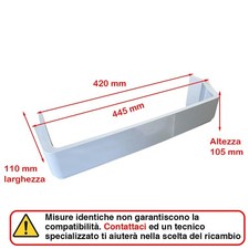 Balconcino Ripiano Inferiore Portabottiglie 440x 110 x 105 mm Frigorifero Vestel