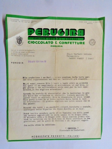 Perugina lettera - perugina, di