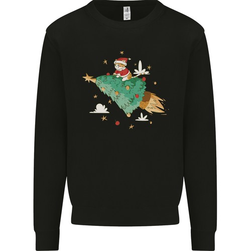 Felpa uomo natale - gatto, razzo