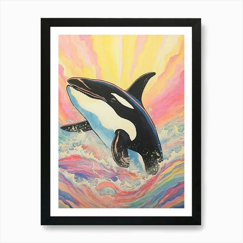 Pastel rainbow orca whale - rainbow,