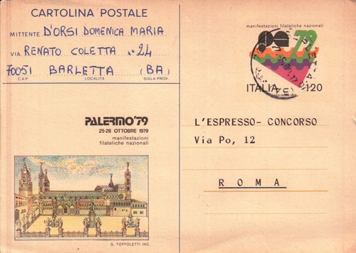 Intero postale 120 lire del - intero, da