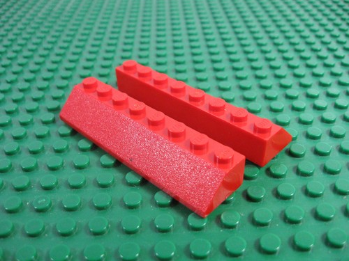 Lego red slope brick - lego, 2x8