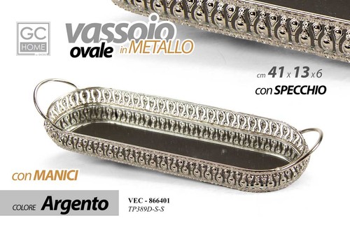 Vassoio ovale metallo - ovale, manici