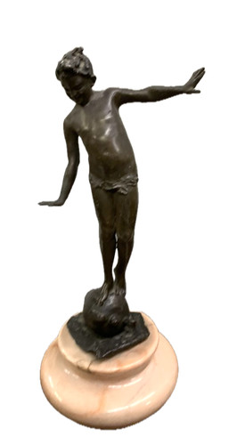 Scultura bronzo ragazzo con - scultura,