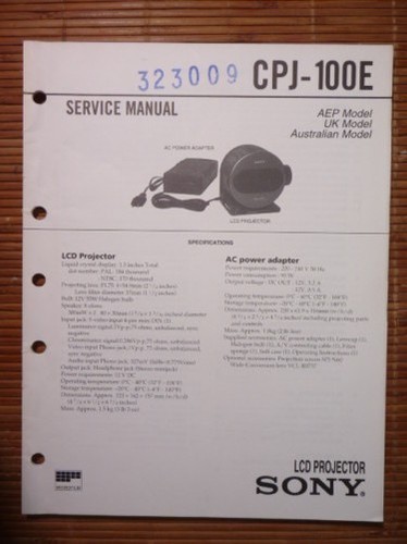 Service manual sony cpj - manual, cpj-100e
