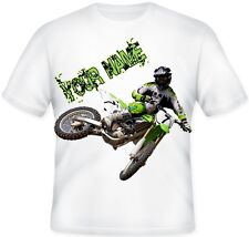 Maglietta TOP BOYS Bambini Personalizzata Kawasaki Motocross BIKE Verde MX
