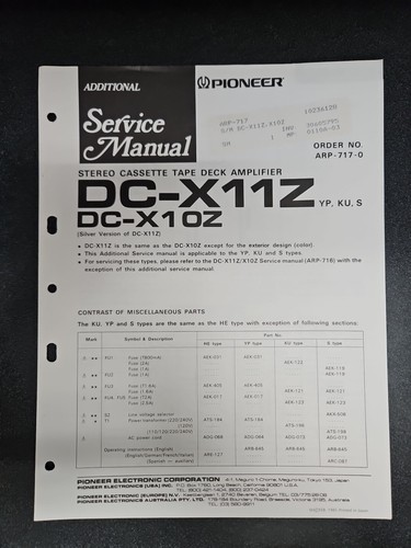 Pioneer x11z x10z stereo - dc-x11z/dc-x10z,