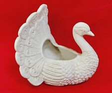 Vaso di Terracotta Bianco per Composizione Fiori Piante Grasse Pavone Uccello 