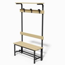 (12V)PANCA SPOGLIATOIO ACCIAIO CON SEDUTA-SCHIENALE-APPENDIABITI-PIANOBORSE MT 1