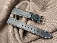 Cinturino 20 mm Nero artigianale Pelle Bovina Fibbia 16 mm Italy (201606)