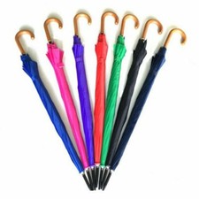 OMBRELLO ANTIVENTO GRANDE TINTA UNITA MANICO CURVO IN LEGNO DIAMETRO 105 CM