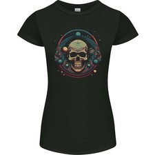 T-Shirt Donna Taglio Petite Astro Teschio Pianeti Universo Spazio