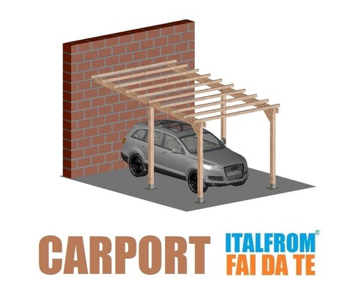 Carport addossato legno x - legno, 5
