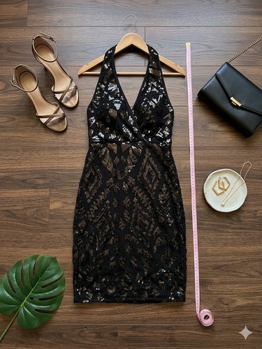 Abito nero con paillettes - con,