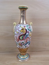vecchio VASO ANFORA IN CERAMICA DERUTA MAIOLICHE decorato drago dorato vintage