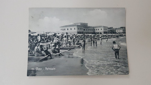 Cartolina fano spiaggia 1958 - cartolina,