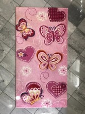 Tappeto per Cameretta dei bambini - Colore rosa con Farfalle - 150x80x1,5 cm