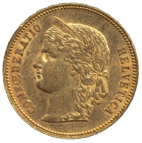 Moneta oro franchi - oro, helvetia