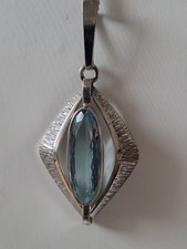 Ciondolo Art Nouveau TEKA 835 argento acquamarina ovale argento 925 catena antico