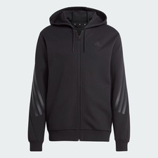 FELPA ADIDAS UOMO CON CAPPUCCIO NERO ICONS 3 STRIPES ORIGINALE IC8261 TASCHE XL