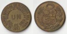 1957 Peru 1 sol de oro coin