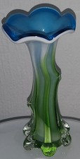 Green Blue & White Hand Blown