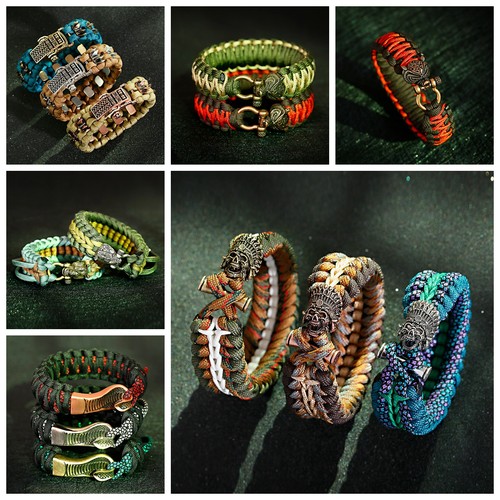 Bracciale cordino punk teschio