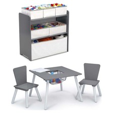 Set Sala Giochi Bambini 4 Pezzi Tavolo Sedia Bambino Stoccaggio Multi-Bin Giocattolo Organizzatore