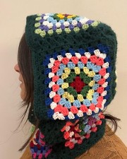 Balaclava handmade in lana crochet granny square passamontagna cappello sciarpa 