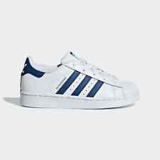 Scarpe Bambino Adidas Superstar Foundation f34164 Bianco Blu Sneakers tg28