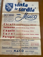 Manifesto pubblicitario*MAICO apparecchi acustici*1952 Perugia-Terni-Sulmona...