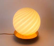 ♥ LAMPADA ABAT-JOUR IN VETRO BIANCO DI MURANO DECORO SWIRL SU BASE OTTONE ORO