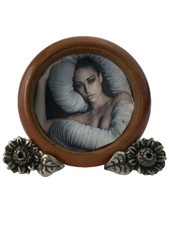 Portafoto in Radica con Fiori Argento 800 Argenteria Artigianale Made in Italy