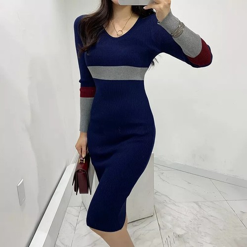 Tubino vestito abito blu righe - tubino,