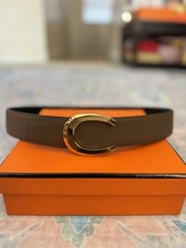 Hermes Fibbia per cintura con scritta e cinturino reversibile in pelle 38 mm Misura: 95 cm-38