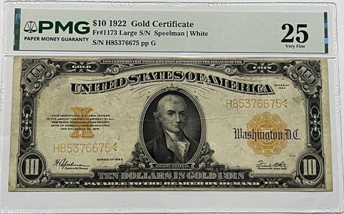 1173 1922 gold certificate - fr#1173,,