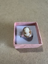 Anello Chevalier Con Cameo Dea Donna Antico Argento 925 8.5GR 17.5MM