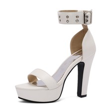 Sandali donna tacco alto zeppa platform fibbia punta aperta scarpe