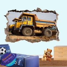ADESIVO DA PARETE MINIERE CAMION SUL CANTIERE 3D ART POSTER DECORAZIONE UFFICIO MURALE XL3