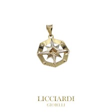 Ciondolo uomo rosa dei venti  oro giallo 18kt