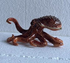 Hand Made Octopus Trinket box. Hand Painted Enamel with Swarovski Crystal