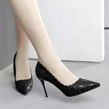 Scarpe decolte eleganti stiletto 10 nero lucido comodi pelle sintetica 1583