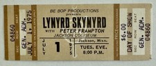 Biglietto concerto Lynyrd Skynyrd Peter Frampton Missippi 1975 marrone