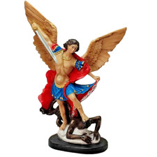 Statua San Michele Arcangelo 30cm Resina Dipinta a Mano Angelo con Spada