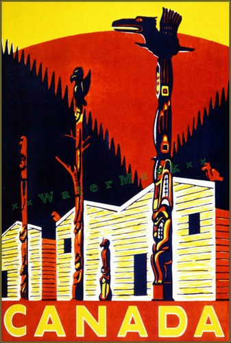 Canada 1930 totem poles - totem, poster