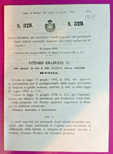 Cagliari regio decreto - decreto, x