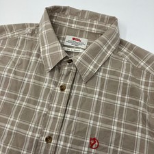 Camicia uomo Fjallraven Ovik Lite grande a quadri con bottoni marrone outdoor viaggio