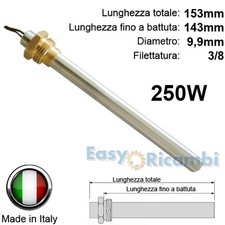 CANDELETTA ACCENSIONE STUFA PELLET RESISTENZA 250W 153mm 143mm MBZ KLOVER