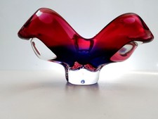 VETRO MURANO Vassoio in vetro... in vetro di copertura blu-rosso-viola... anni '60