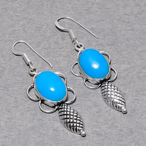 Orecchini calcedonio blu forma - orecchini,